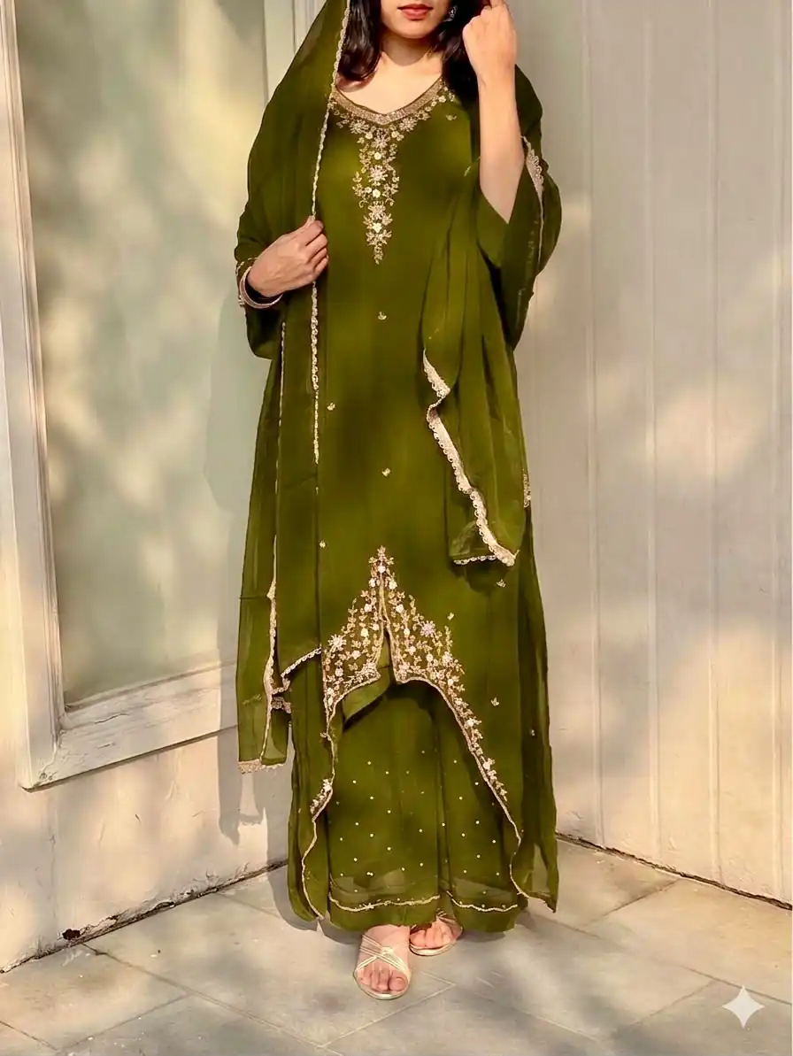 VLM 322 Mahendi Georgette Salwar Suit Perfect for Wedding, Party, Housewarming, Durga Puja, Festival Celebrations – . Grab it for ₹1949. Delivery 4-6 Workin | Jump Suits, Salwar suit, Designer Suits, Casual Suits, Creative suits, Palazzo Suits, Party Wear Suits, Patiala Suits, Straight Suits