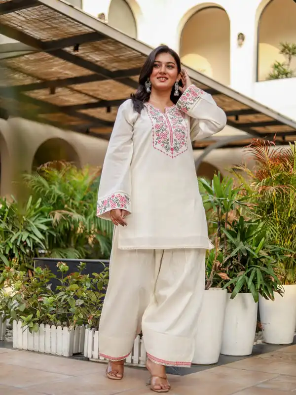 NSR 898 Off White Khadi Cotto Salwar Suit with Embroidery Work & Lace Work. Available at ₹1749 only. Delivery 4-6 Working Days. Shop now. | Jump Suits, Salwar suit, Designer Suits, Casual Suits, Creative suits, Palazzo Suits, Party Wear Suits, Patiala Suits, Straight Suits