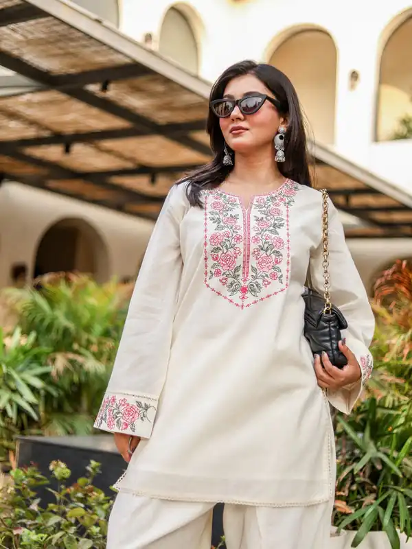 NSR 898 Off White Khadi Cotto Salwar Suit with Embroidery Work & Lace Work. Available at ₹1749 only. Delivery 4-6 Working Days. Shop now. | Jump Suits, Salwar suit, Designer Suits, Casual Suits, Creative suits, Palazzo Suits, Party Wear Suits, Patiala Suits, Straight Suits