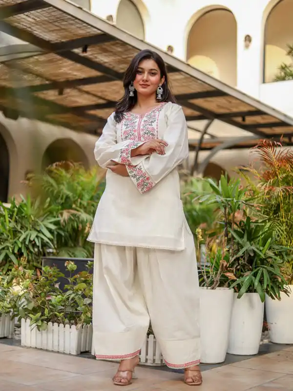 NSR 898 Off White Khadi Cotto Salwar Suit with Embroidery Work & Lace Work. Available at ₹1749 only. Delivery 4-6 Working Days. Shop now. | Jump Suits, Salwar suit, Designer Suits, Casual Suits, Creative suits, Palazzo Suits, Party Wear Suits, Patiala Suits, Straight Suits