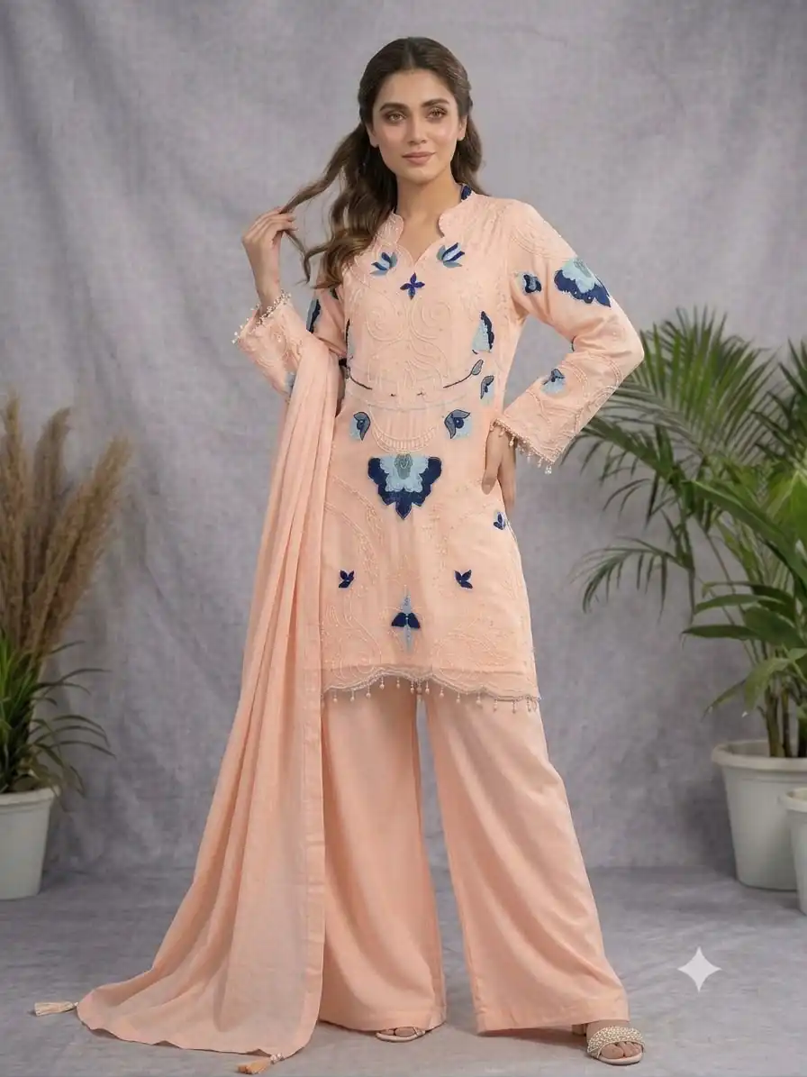 LG 2121 Peach Soft Organza Salwar Suit with Embroidery Work & Cut Work. Available at ₹2099 only. Delivery 4-6 Working Days. Shop now. | Jump Suits, Salwar suit, Designer Suits, Casual Suits, Creative suits, Palazzo Suits, Party Wear Suits, Patiala Suits, Straight Suits