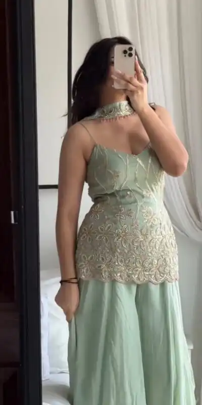 PST 1200 Pista Faux Georgette Salwar Suit erfect for Wedding, Party, Mehendi, Pongal, Reception – . Available at ₹1899 only. Delivery 4-6 Working Days | Jump Suits, Salwar suit, Designer Suits, Casual Suits, Creative suits, Palazzo Suits, Party Wear Suits, Patiala Suits, Straight Suits