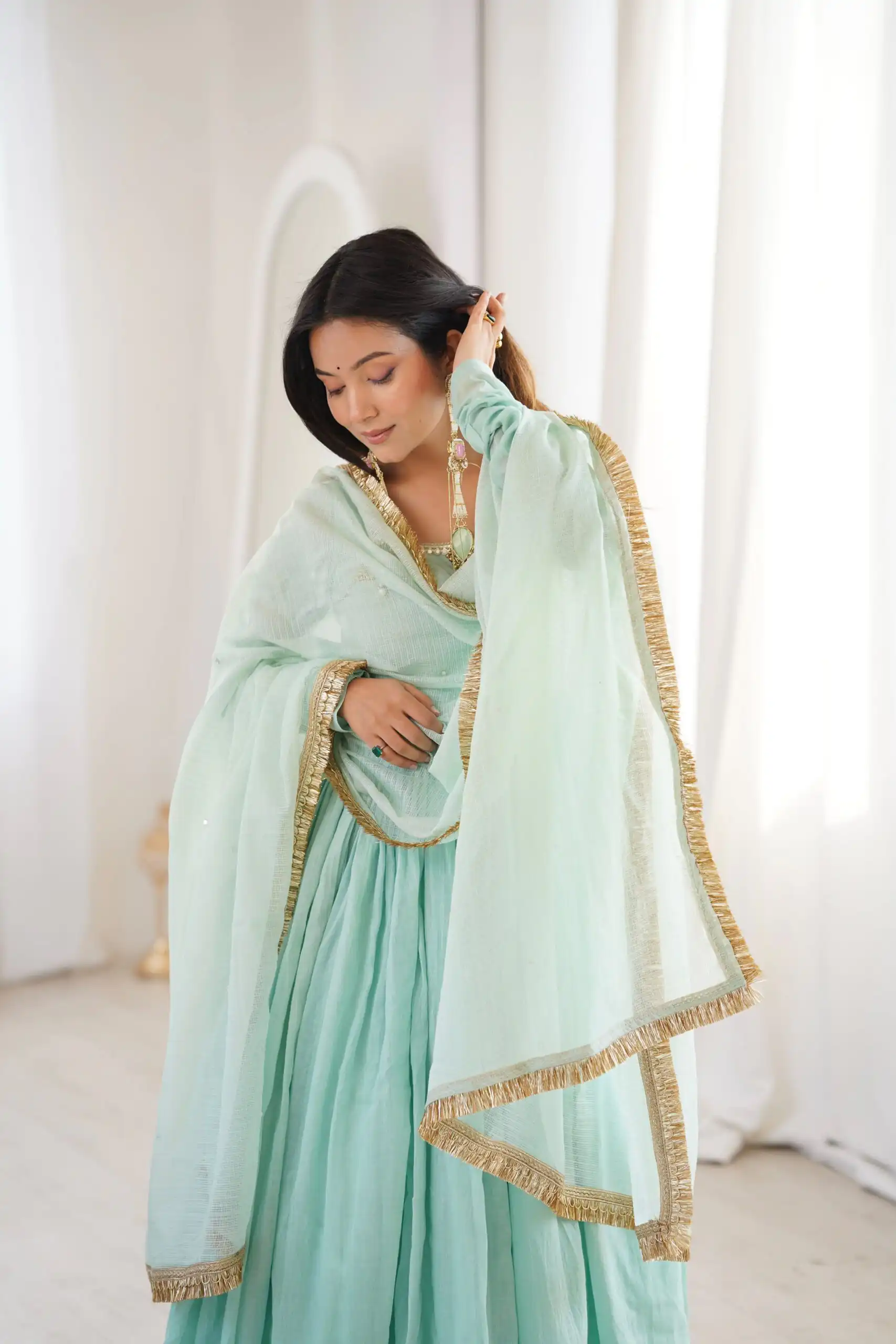 ZF 5020 Sea Green Sea Green Heavy Faux ⁠ Gown with Lace Border & Lace Work. Festive Deal ₹2099. Delivery 4-6 Working Days. Shop now. | Gowns, Bollywood Gowns, Creative Gowns, Designer Gowns, Embroidered Gowns, Party Wear Gowns