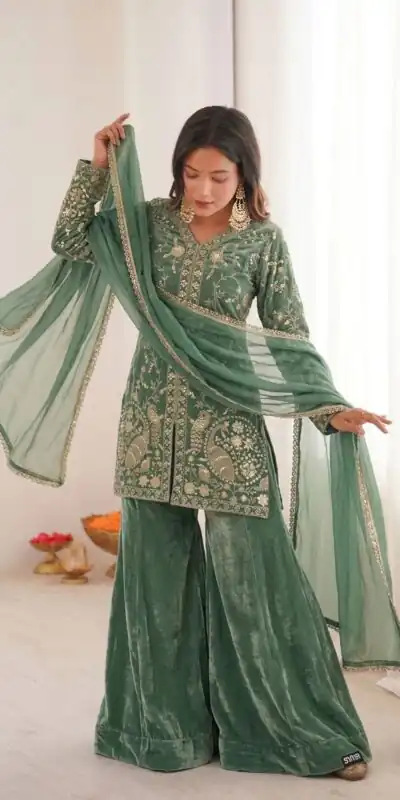 JF 043 Sea Green Pure Fendy Silk Salwar Suitwith Embroidery Work & Sequins Work. Exclusive Offer ₹1940. Delivery 4-6 Working Days. Shop now. | Jump Suits, Salwar suit, Designer Suits, Casual Suits, Creative suits, Palazzo Suits, Party Wear Suits, Patiala Suits, Straight Suits