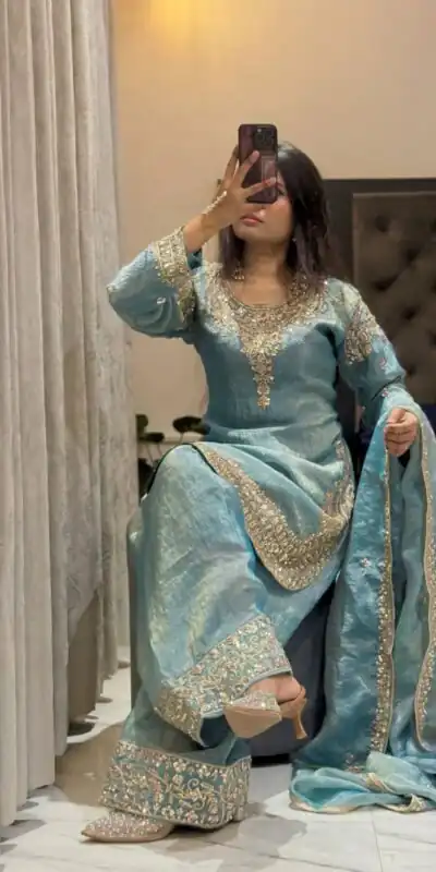 WW 1258 Sky Blue in Pure Zimmy Chu Silk Embroidery Work & Sequins Work Salwar Suit . Affordable Price ₹2099. Delivery 4-6 Working Days. Shop now. | Jump Suits, Salwar suit, Designer Suits, Casual Suits, Creative suits, Palazzo Suits, Party Wear Suits, Patiala Suits, Straight Suits