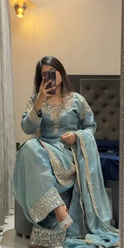 WW 1258 Sky Blue in Pure Zimmy Chu Silk Embroidery Work & Sequins Work Salwar Suit . Affordable Price ₹2099. Delivery 4-6 Working Days. Shop now. | Jump Suits, Salwar suit, Designer Suits, Casual Suits, Creative suits, Palazzo Suits, Party Wear Suits, Patiala Suits, Straight Suits