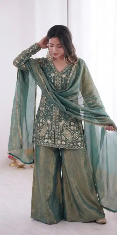 JF 043 Teal Pure Fendy Silk Salwar Suitwith Embroidery Work & Sequins Work. Exclusive Offer ₹1940. Delivery 4-6 Working Days. Shop now. | Jump Suits, Salwar suit, Designer Suits, Casual Suits, Creative suits, Palazzo Suits, Party Wear Suits, Patiala Suits, Straight Suits