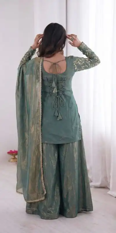 JF 043 Teal Pure Fendy Silk Salwar Suitwith Embroidery Work & Sequins Work. Exclusive Offer ₹1940. Delivery 4-6 Working Days. Shop now. | Jump Suits, Salwar suit, Designer Suits, Casual Suits, Creative suits, Palazzo Suits, Party Wear Suits, Patiala Suits, Straight Suits