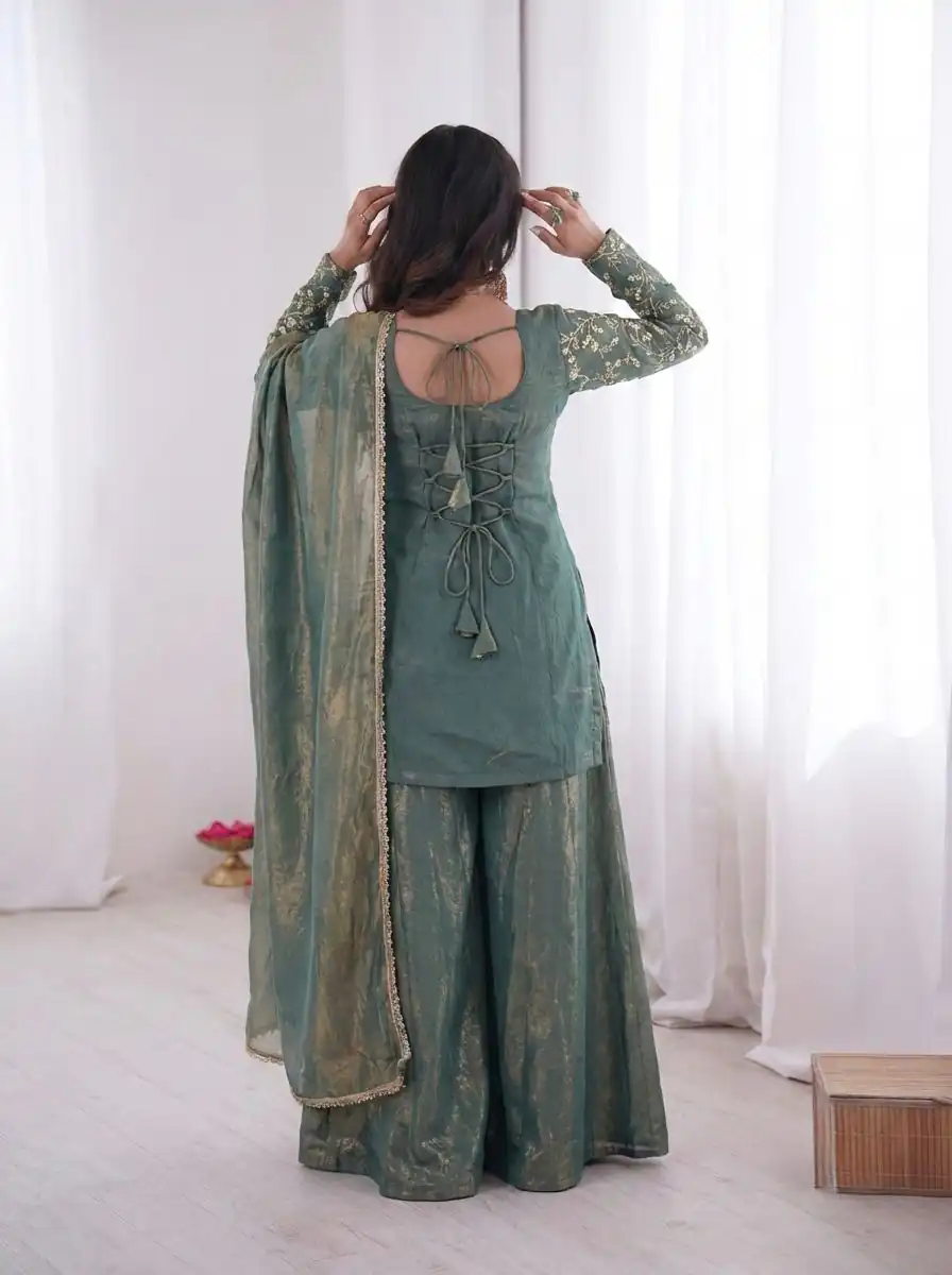 JF 043 Teal Pure Fendy Silk Salwar Suitwith Embroidery Work & Sequins Work. Exclusive Offer ₹1940. Delivery 4-6 Working Days. Shop now. | Jump Suits, Salwar suit, Designer Suits, Casual Suits, Creative suits, Palazzo Suits, Party Wear Suits, Patiala Suits, Straight Suits