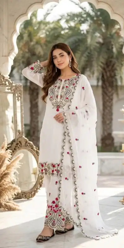 MT 1078 White Roman Silk Salwar Suit Perfect for Wedding, Party, Ethnic Day, Anniversary, Diwali – . Now at just ₹2399. Delivery 4-6 Working Days. | Jump Suits, Salwar suit, Designer Suits, Casual Suits, Creative suits, Palazzo Suits, Party Wear Suits, Patiala Suits, Straight Suits