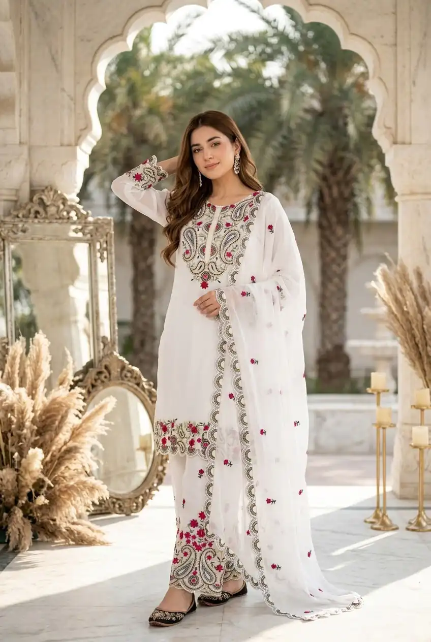 MT 1078 White Roman Silk Salwar Suit Perfect for Wedding, Party, Ethnic Day, Anniversary, Diwali – . Now at just ₹2399. Delivery 4-6 Working Days. | Jump Suits, Salwar suit, Designer Suits, Casual Suits, Creative suits, Palazzo Suits, Party Wear Suits, Patiala Suits, Straight Suits