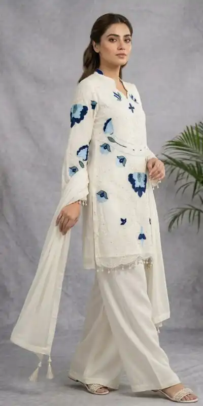 LG 2121 White Soft Organza Salwar Suit with Embroidery Work & Cut Work. Available at ₹2099 only. Delivery 4-6 Working Days. Shop now. | Jump Suits, Salwar suit, Designer Suits, Casual Suits, Creative suits, Palazzo Suits, Party Wear Suits, Patiala Suits, Straight Suits