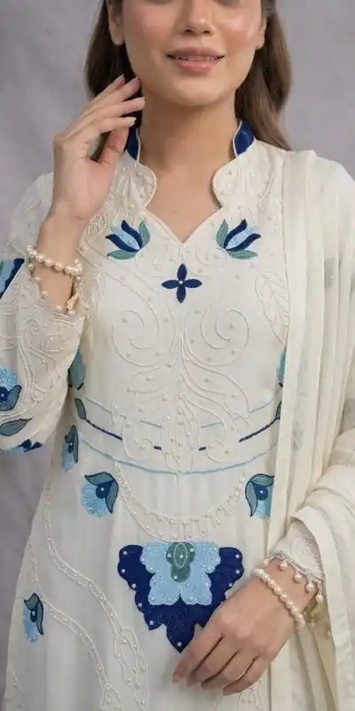 LG 2121 White Soft Organza Salwar Suit with Embroidery Work & Cut Work. Available at ₹2099 only. Delivery 4-6 Working Days. Shop now. | Jump Suits, Salwar suit, Designer Suits, Casual Suits, Creative suits, Palazzo Suits, Party Wear Suits, Patiala Suits, Straight Suits