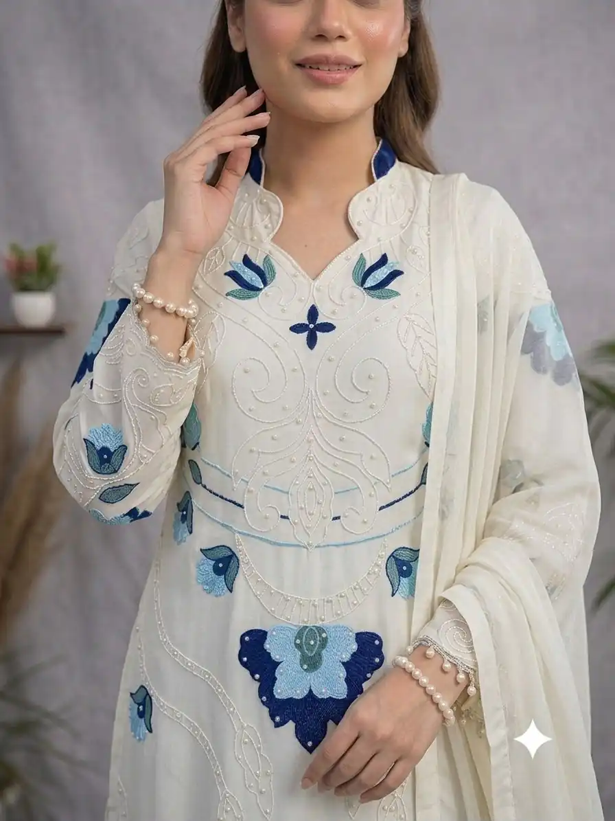 LG 2121 White Soft Organza Salwar Suit with Embroidery Work & Cut Work. Available at ₹2099 only. Delivery 4-6 Working Days. Shop now. | Jump Suits, Salwar suit, Designer Suits, Casual Suits, Creative suits, Palazzo Suits, Party Wear Suits, Patiala Suits, Straight Suits