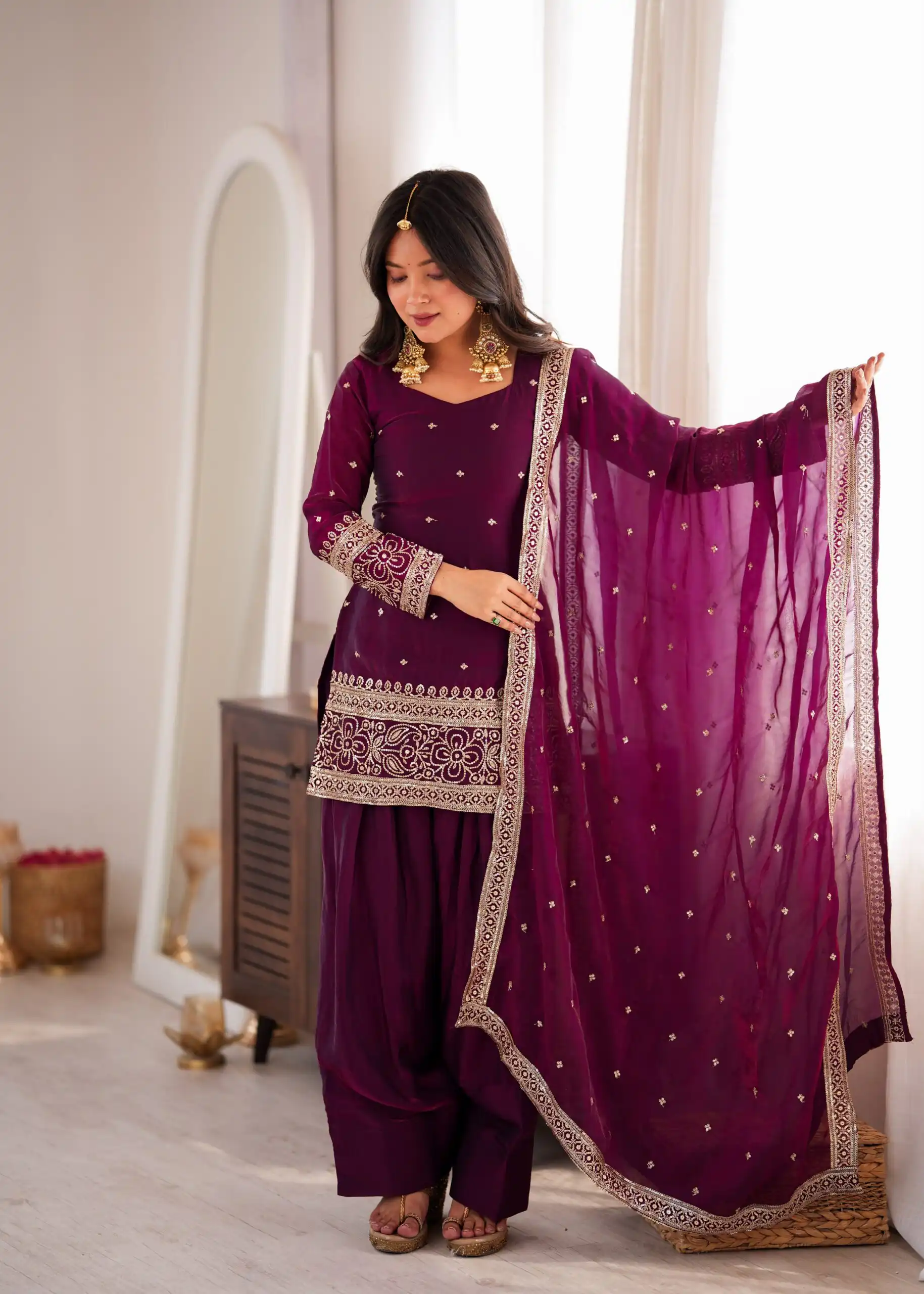 KB 310 Wine in Wine Fendy Silk Embroidery Work & Sequins Work Salwar Suit . Now at just ₹2049. Delivery 4-6 Working Days. Shop now. | Jump Suits, Salwar suit, Designer Suits, Casual Suits, Creative suits, Palazzo Suits, Party Wear Suits, Patiala Suits, Straight Suits
