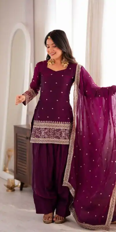 KB 310 Wine in Wine Fendy Silk Embroidery Work & Sequins Work Salwar Suit . Now at just ₹2049. Delivery 4-6 Working Days. Shop now. | Jump Suits, Salwar suit, Designer Suits, Casual Suits, Creative suits, Palazzo Suits, Party Wear Suits, Patiala Suits, Straight Suits
