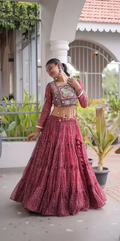 KA 5080 Maroon| Faux Georgette Lehenga Choli with Embroidery Work & Lace Work. Special Price ₹2499. Delivery 4-6 Working Days. Shop now. | Lehenga, Bollywood Lehenga, Creative Lehenga, Designer Lehenga, Embroidered Lehenga, Party Wear Lehenga