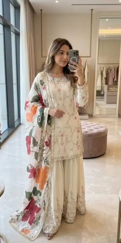 Embroidery Work & Sequins Work Salwar Suit WW 1215 Off White in Off White Cinon Silk. Now at just ₹2149. Delivery 4-6 Working Days. Shop now. | Jump Suits, Salwar suit, Designer Suits, Casual Suits, Creative suits, Palazzo Suits, Party Wear Suits, Patiala Suits, Straight Suits