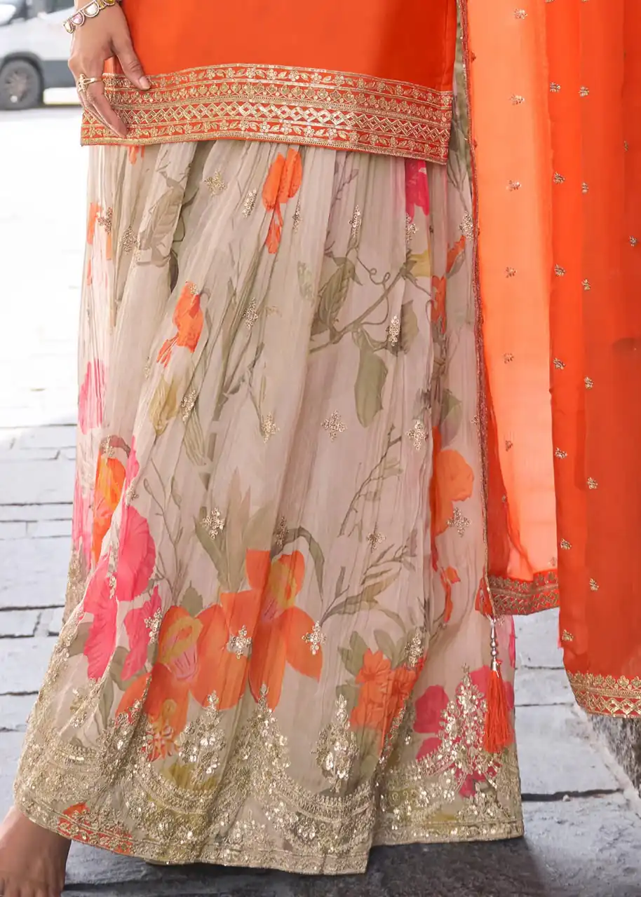 ZC KIARA Orange Chinon Silk Salwar Suit with Embroidery Work & Sequins Work. Grab it for ₹2399. Delivery 4-6 Working Days. Shop now. | Jump Suits, Salwar suit, Designer Suits, Casual Suits, Creative suits, Palazzo Suits, Party Wear Suits, Patiala Suits, Straight Suits