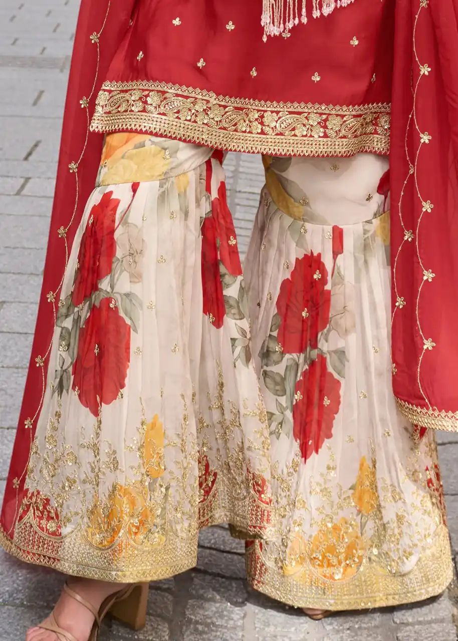 ZC KIARA Red Chinon Silk Salwar Suit with Embroidery Work & Sequins Work. Grab it for ₹2399. Delivery 4-6 Working Days. Shop now. | Jump Suits, Salwar suit, Designer Suits, Casual Suits, Creative suits, Palazzo Suits, Party Wear Suits, Patiala Suits, Straight Suits