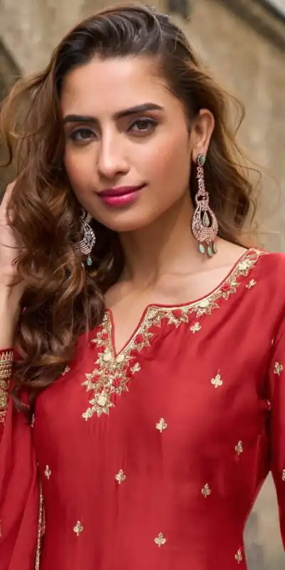 ZC KIARA Red Chinon Silk Salwar Suit with Embroidery Work & Sequins Work. Grab it for ₹2399. Delivery 4-6 Working Days. Shop now. | Jump Suits, Salwar suit, Designer Suits, Casual Suits, Creative suits, Palazzo Suits, Party Wear Suits, Patiala Suits, Straight Suits