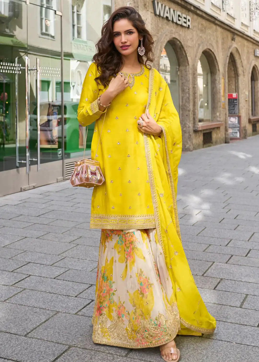 ZC KIARA Yellow Chinon Silk Salwar Suit with Embroidery Work & Sequins Work. Grab it for ₹2399. Delivery 4-6 Working Days. Shop now. | Jump Suits, Salwar suit, Designer Suits, Casual Suits, Creative suits, Palazzo Suits, Party Wear Suits, Patiala Suits, Straight Suits