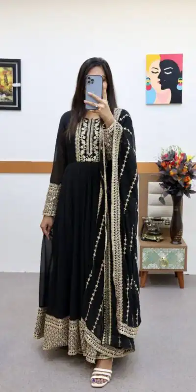 ZC 8957 Gown Perfect for Wedding, Party, Lohri, Haldi, Ethnic Day – . Available at ₹999 only. Delivery 4-6 Working Days. Shop now. | Gowns, Bollywood Gowns, Creative Gowns, Designer Gowns, Embroidered Gowns, Party Wear Gowns