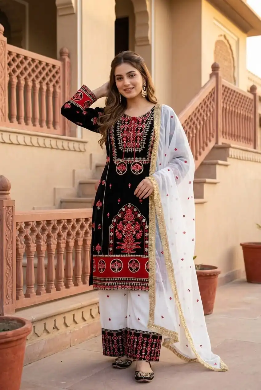 SKF 1731 Black Color Natural Crep Salwar Suit with Embroidery Work. Wedding, Party, Festive, Best Price ₹2149. Delivery 4-6 Working Days. Shop now. | Jump Suits, Salwar suit, Designer Suits, Casual Suits, Creative suits, Palazzo Suits, Party Wear Suits, Patiala Suits, Straight Suits