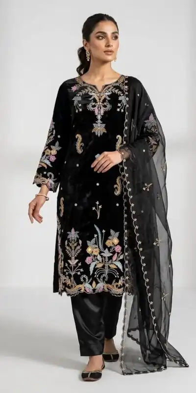 LG 2124 Black Color Roman Silk Salwar Suit with Embroidery Work. Available at ₹2149 only. Delivery 4-6 Working Days. Shop now. | Jump Suits, Salwar suit, Designer Suits, Casual Suits, Creative suits, Palazzo Suits, Party Wear Suits, Patiala Suits, Straight Suits