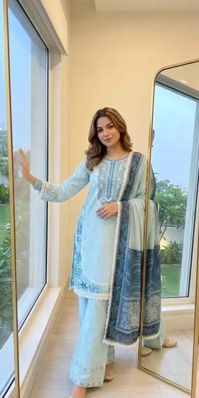 AD 233 Blue in White Satin Rayon Digital Print & Embroidery Work Salwar Suit . Festive Deal ₹2449. Delivery 4-6 Working Days. Shop now. | Jump Suits, Salwar suit, Designer Suits, Casual Suits, Creative suits, Palazzo Suits, Party Wear Suits, Patiala Suits, Straight Suits