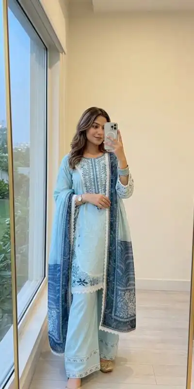 AD 233 Blue in White Satin Rayon Digital Print & Embroidery Work Salwar Suit . Festive Deal ₹2449. Delivery 4-6 Working Days. Shop now. | Jump Suits, Salwar suit, Designer Suits, Casual Suits, Creative suits, Palazzo Suits, Party Wear Suits, Patiala Suits, Straight Suits