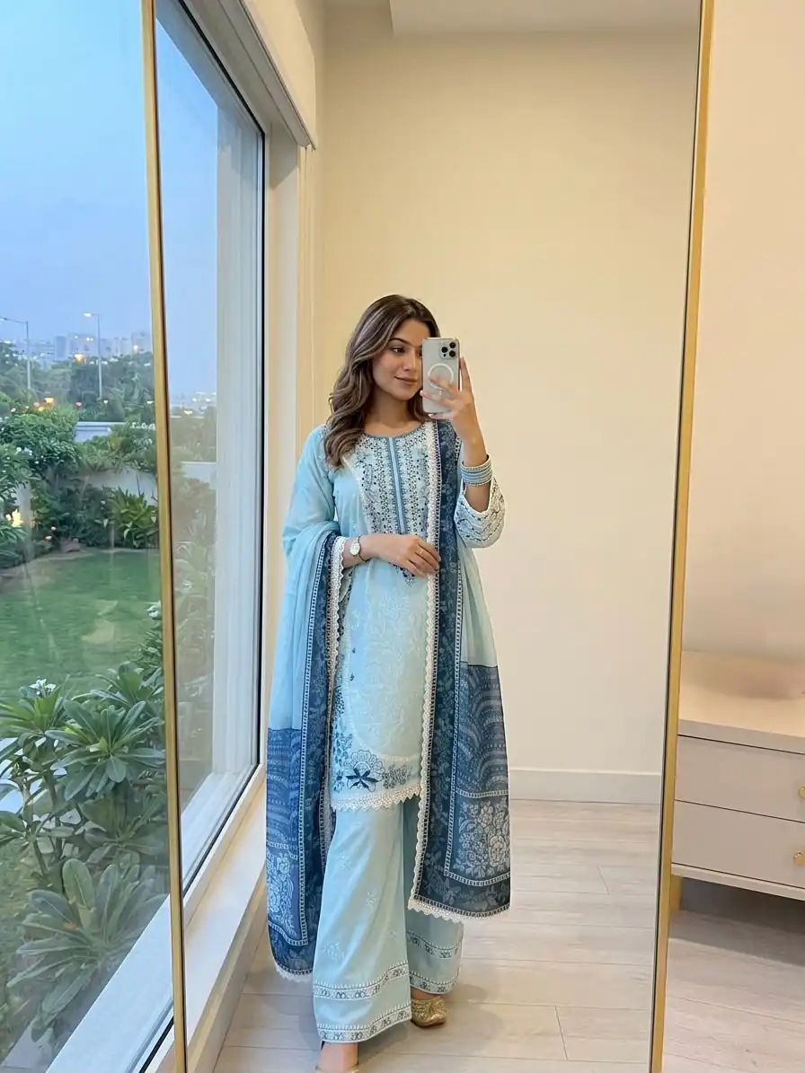 AD 233 Blue in White Satin Rayon Digital Print & Embroidery Work Salwar Suit . Festive Deal ₹2449. Delivery 4-6 Working Days. Shop now. | Jump Suits, Salwar suit, Designer Suits, Casual Suits, Creative suits, Palazzo Suits, Party Wear Suits, Patiala Suits, Straight Suits