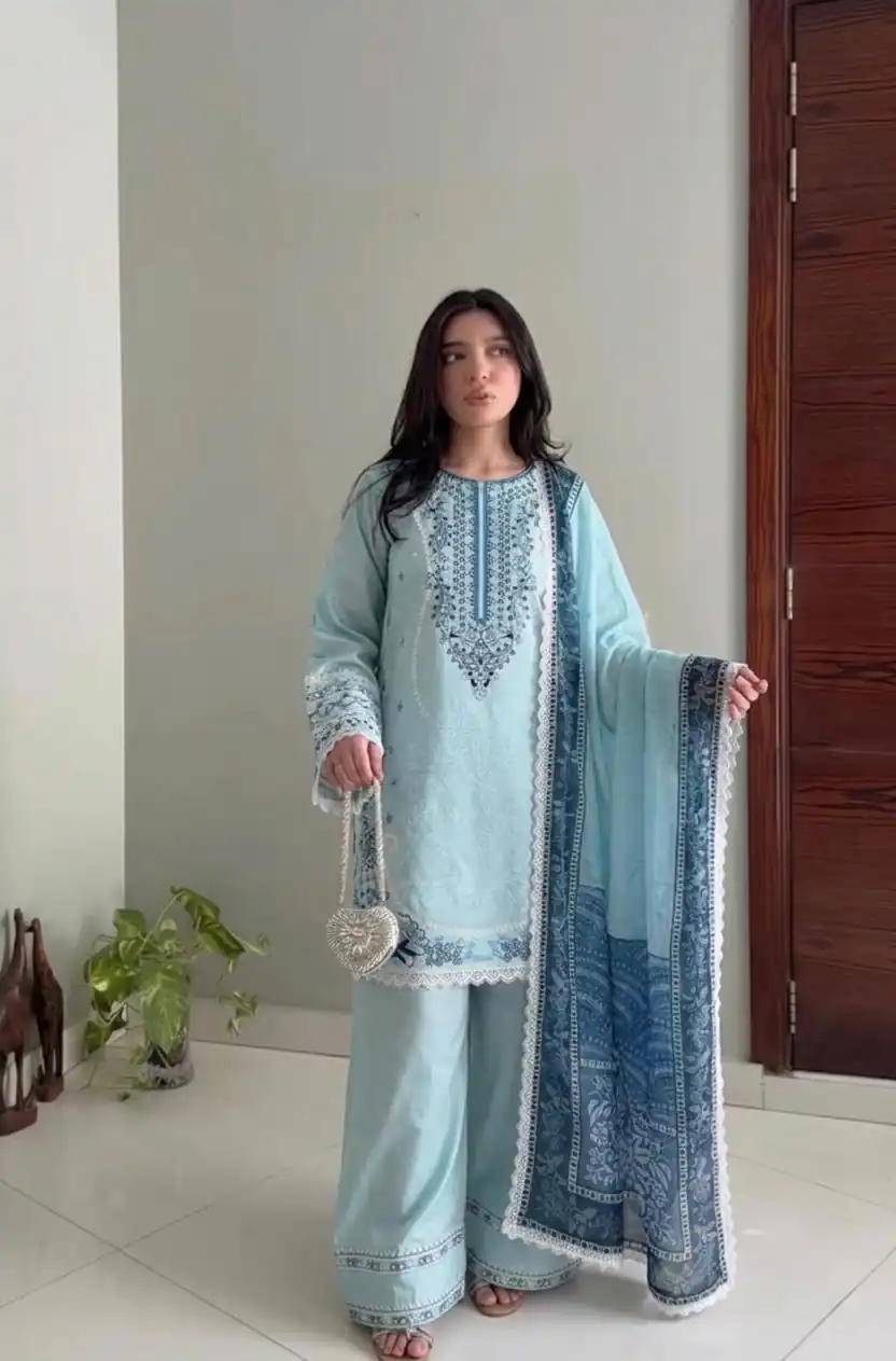 AD 233 Blue in White Satin Rayon Digital Print & Embroidery Work Salwar Suit . Festive Deal ₹2449. Delivery 4-6 Working Days. Shop now. | Jump Suits, Salwar suit, Designer Suits, Casual Suits, Creative suits, Palazzo Suits, Party Wear Suits, Patiala Suits, Straight Suits