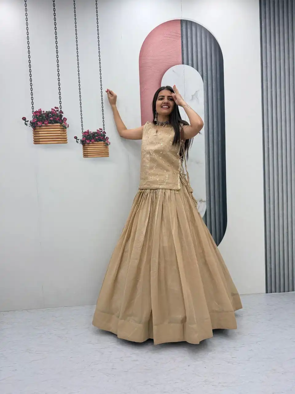 PC 569 Cream Color Crunchy Silk With Sequins Work Lehenga Choli . Special Price ₹2449. Delivery 4-6 Working Days. Shop now. | Lehenga, Bollywood Lehenga, Creative Lehenga, Designer Lehenga, Embroidered Lehenga, Party Wear Lehenga