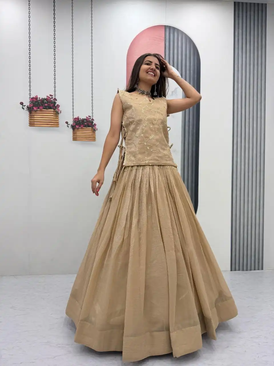 PC 569 Cream Color Crunchy Silk With Sequins Work Lehenga Choli . Special Price ₹2449. Delivery 4-6 Working Days. Shop now. | Lehenga, Bollywood Lehenga, Creative Lehenga, Designer Lehenga, Embroidered Lehenga, Party Wear Lehenga