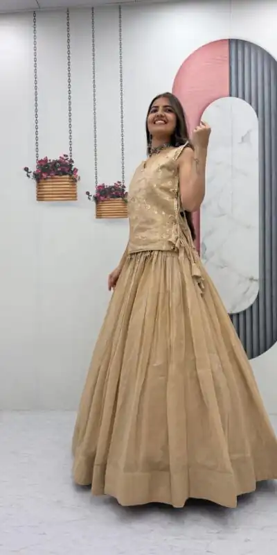 PC 569 Cream Color Crunchy Silk With Sequins Work Lehenga Choli . Special Price ₹2449. Delivery 4-6 Working Days. Shop now. | Lehenga, Bollywood Lehenga, Creative Lehenga, Designer Lehenga, Embroidered Lehenga, Party Wear Lehenga