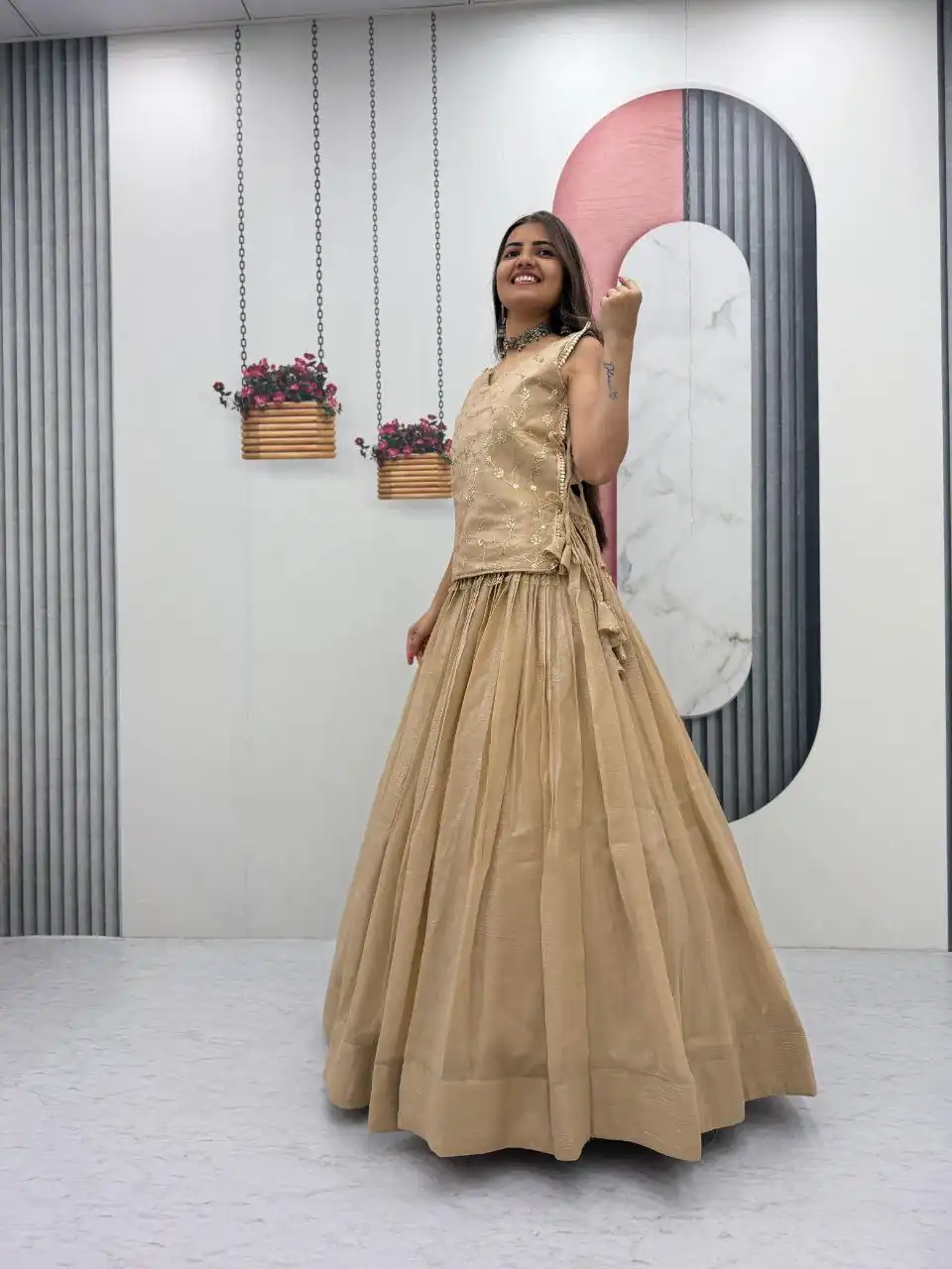 PC 569 Cream Color Crunchy Silk With Sequins Work Lehenga Choli . Special Price ₹2449. Delivery 4-6 Working Days. Shop now. | Lehenga, Bollywood Lehenga, Creative Lehenga, Designer Lehenga, Embroidered Lehenga, Party Wear Lehenga