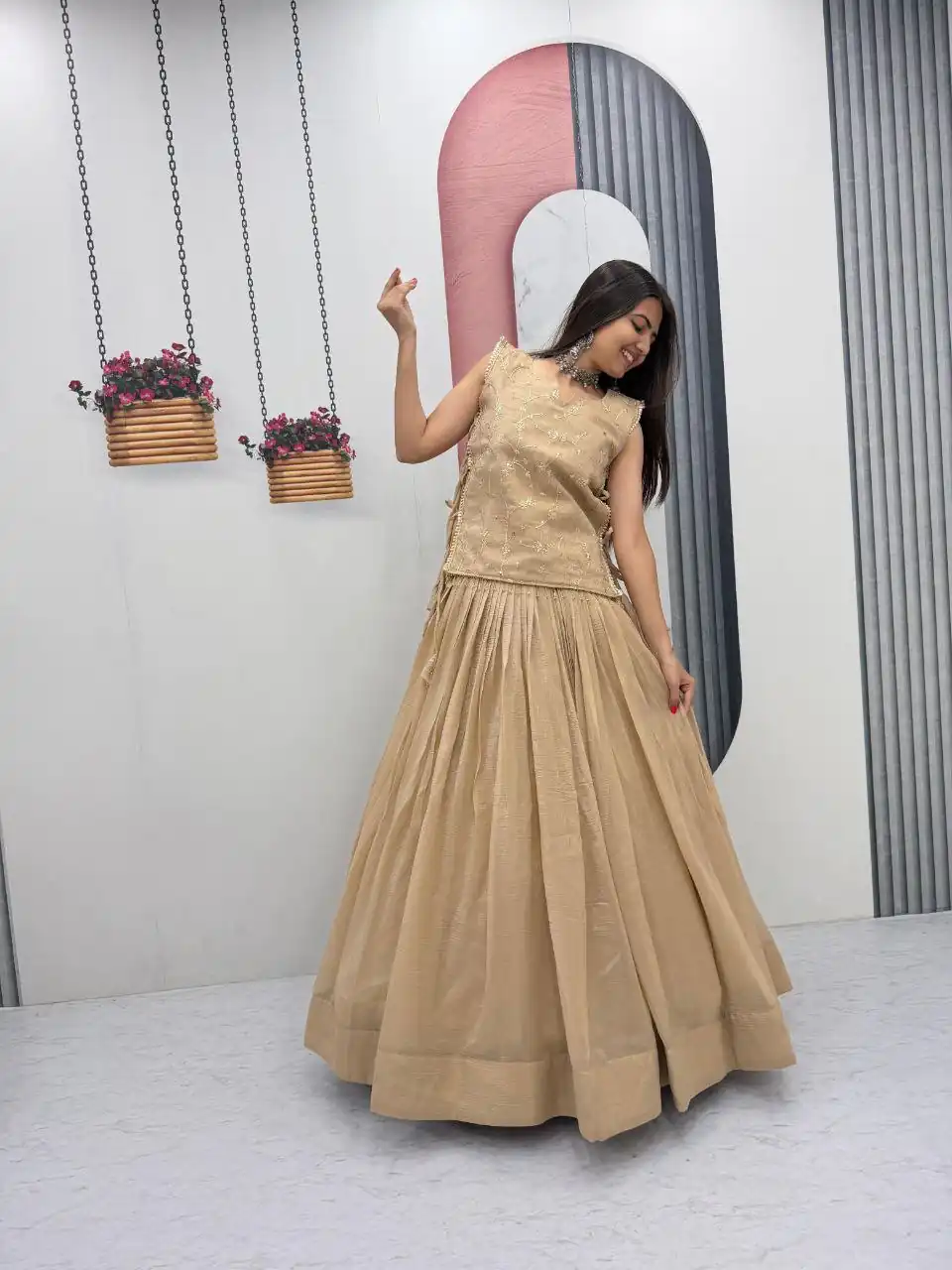 PC 569 Cream Color Crunchy Silk With Sequins Work Lehenga Choli . Special Price ₹2449. Delivery 4-6 Working Days. Shop now. | Lehenga, Bollywood Lehenga, Creative Lehenga, Designer Lehenga, Embroidered Lehenga, Party Wear Lehenga