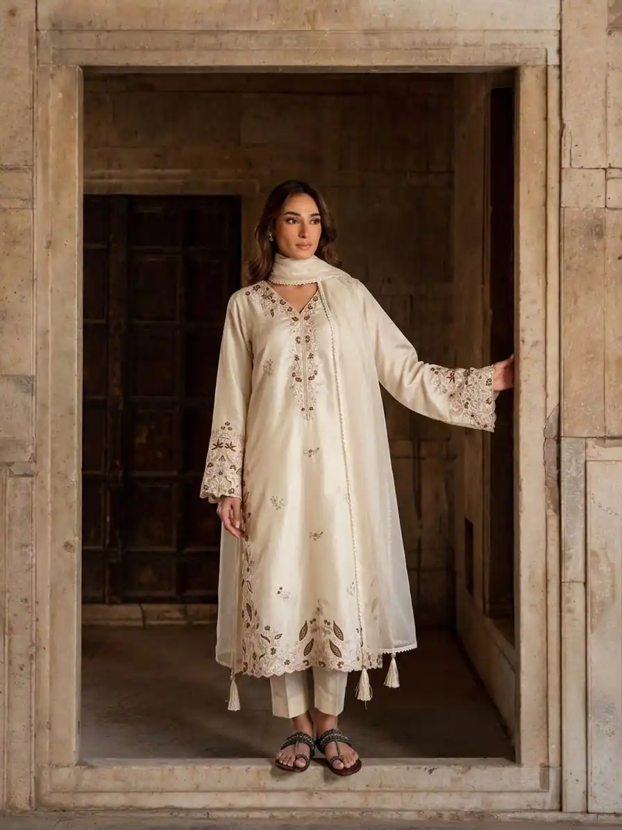 AD 237 Cream Color Roman Silk Salwar Suit with Embroidery Work. Available at ₹2149 only. Delivery 4-6 Working Days. Shop now. | Jump Suits, Salwar suit, Designer Suits, Casual Suits, Creative suits, Palazzo Suits, Party Wear Suits, Patiala Suits, Straight Suits