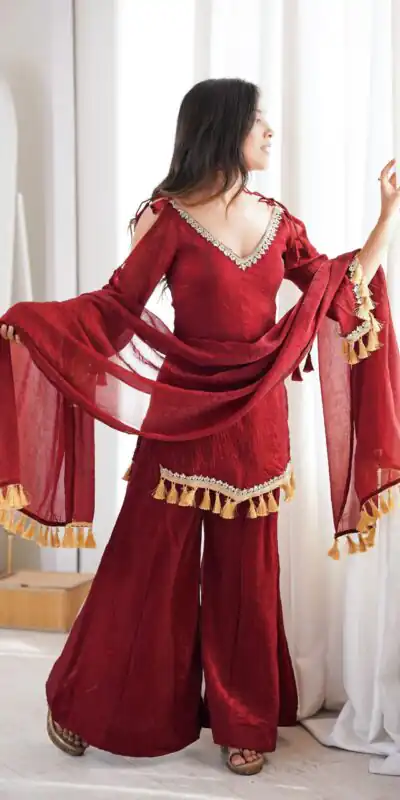 SRK 5357 Maroon Doremon Crush Salwar Suit Perfect for Wedding, Party, Traditional Day, Baisakhi, Karwa Chauth – . Exclusive Offer ₹2099. Delive | Jump Suits, Salwar suit, Designer Suits, Casual Suits, Creative suits, Palazzo Suits, Party Wear Suits, Patiala Suits, Straight Suits