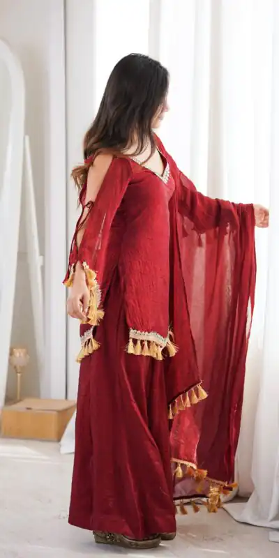 SRK 5357 Maroon Doremon Crush Salwar Suit Perfect for Wedding, Party, Traditional Day, Baisakhi, Karwa Chauth – . Exclusive Offer ₹2099. Delive | Jump Suits, Salwar suit, Designer Suits, Casual Suits, Creative suits, Palazzo Suits, Party Wear Suits, Patiala Suits, Straight Suits