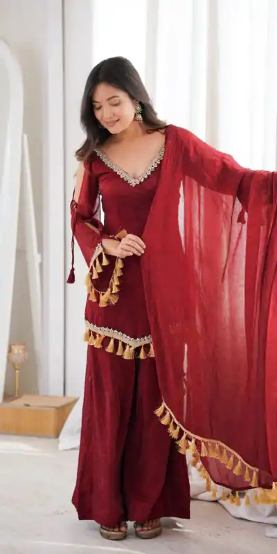 SRK 5357 Maroon Doremon Crush Salwar Suit Perfect for Wedding, Party, Traditional Day, Baisakhi, Karwa Chauth – . Exclusive Offer ₹2099. Delive | Jump Suits, Salwar suit, Designer Suits, Casual Suits, Creative suits, Palazzo Suits, Party Wear Suits, Patiala Suits, Straight Suits