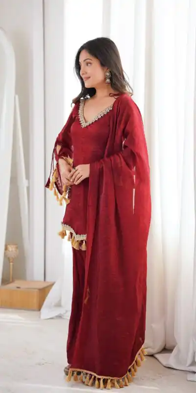 SRK 5357 Maroon Doremon Crush Salwar Suit Perfect for Wedding, Party, Traditional Day, Baisakhi, Karwa Chauth – . Exclusive Offer ₹2099. Delive | Jump Suits, Salwar suit, Designer Suits, Casual Suits, Creative suits, Palazzo Suits, Party Wear Suits, Patiala Suits, Straight Suits