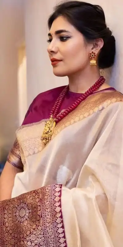 KPR 284 Off White Soft Lichi Silk Saree with Lace Work & Lace Border. Introductory Price ₹1549. Delivery 4-6 Working Days. Shop now. | Sarees, Bollywood Sarees, Creative Sarees, Designer Sarees, Embroidered Sarees, Ethnic Saree, Modern Digital sarees, Party Wear Sarees