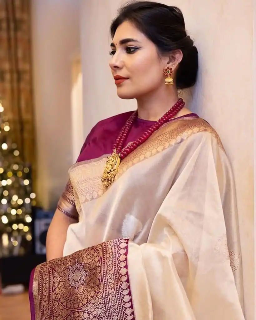 KPR 284 Off White Soft Lichi Silk Saree with Lace Work & Lace Border. Introductory Price ₹1549. Delivery 4-6 Working Days. Shop now. | Sarees, Bollywood Sarees, Creative Sarees, Designer Sarees, Embroidered Sarees, Ethnic Saree, Modern Digital sarees, Party Wear Sarees