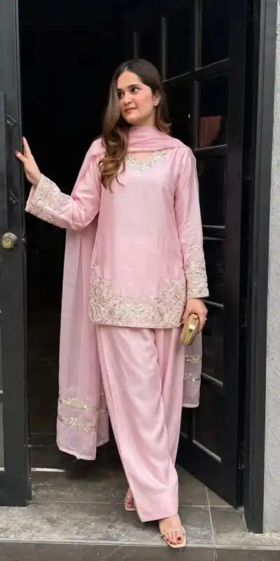 ZSR 3125 Pink Natural Crepp Silk With Embroidery Sequence Work Salwar Suit Perfect for Wedding, Party, Housewarming, Eid, Festival Celebrations | Jump Suits, Tops & Bottoms, Track Suits, Trendy Wear, Salwar suit, Designer Suits, Casual Suits, Creative suits, Palazzo Suits, Party Wear Suits, Patiala Suits, Straight Suits