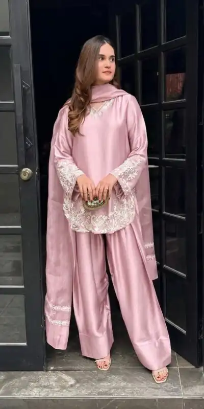 ZSR 3125 Pink Natural Crepp Silk With Embroidery Sequence Work Salwar Suit Perfect for Wedding, Party, Housewarming, Eid, Festival Celebrations | Jump Suits, Tops & Bottoms, Track Suits, Trendy Wear, Salwar suit, Designer Suits, Casual Suits, Creative suits, Palazzo Suits, Party Wear Suits, Patiala Suits, Straight Suits