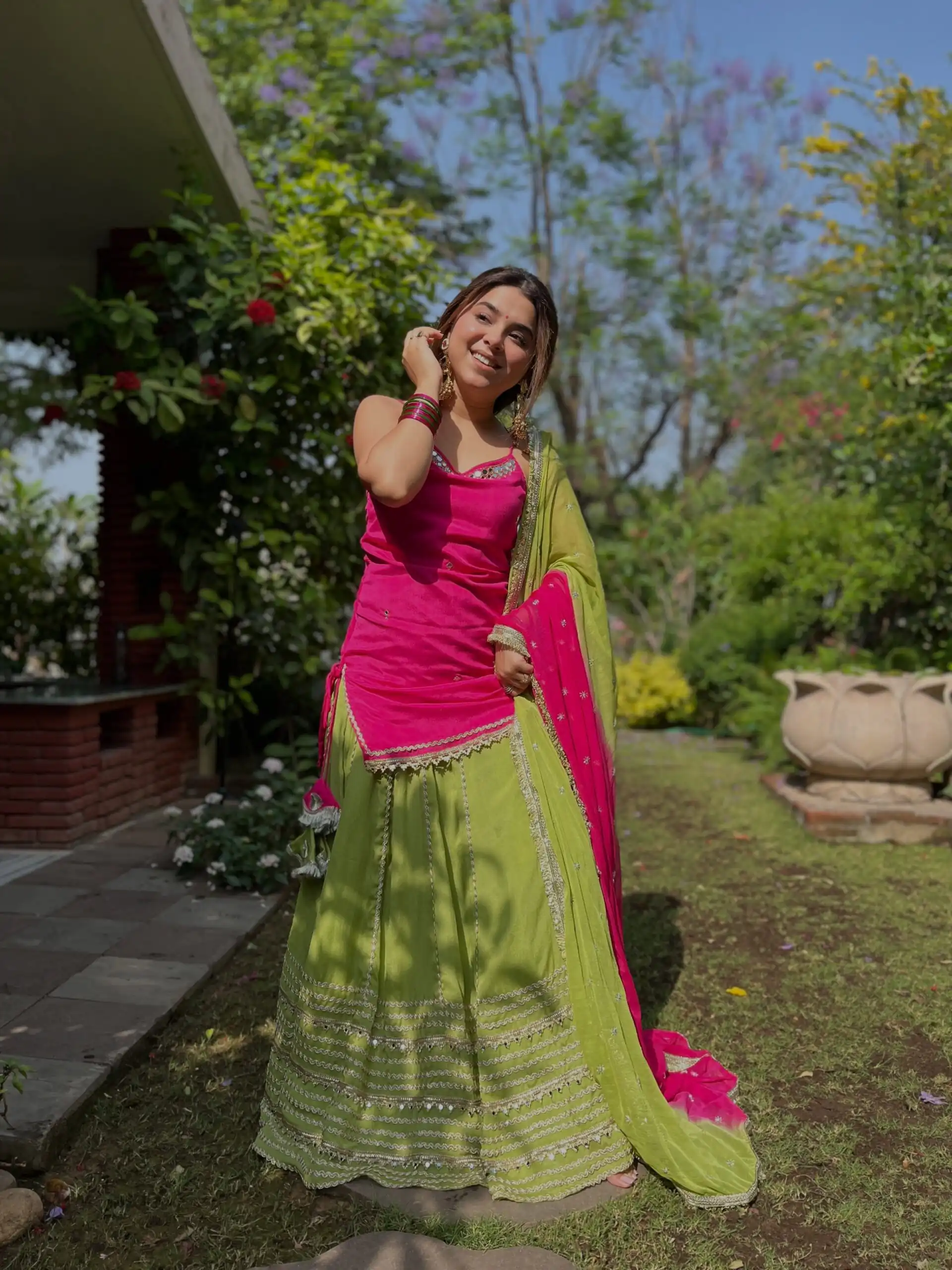 SRK 5344 | SRK 5344 Pretty Pista Fendy Silk Real Mirror Work Lehenga Choli Lehenga Choli Wedding, Party 2449/- Price ,Delivery 4-6 Working Days. Shop now | Lehenga, Bollywood Lehenga, Creative Lehenga, Designer Lehenga, Embroidered Lehenga, Party Wear Lehenga