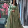 ZB 5069 Pista Gold Crazy Gown Perfect for Wedding, Party, Mehendi, Anniversary, Onam – . Grab it for ₹2099. Delivery 4-6 Working Days. Shop now. | Gowns, Bollywood Gowns, Creative Gowns, Designer Gowns, Embroidered Gowns, Party Wear Gowns