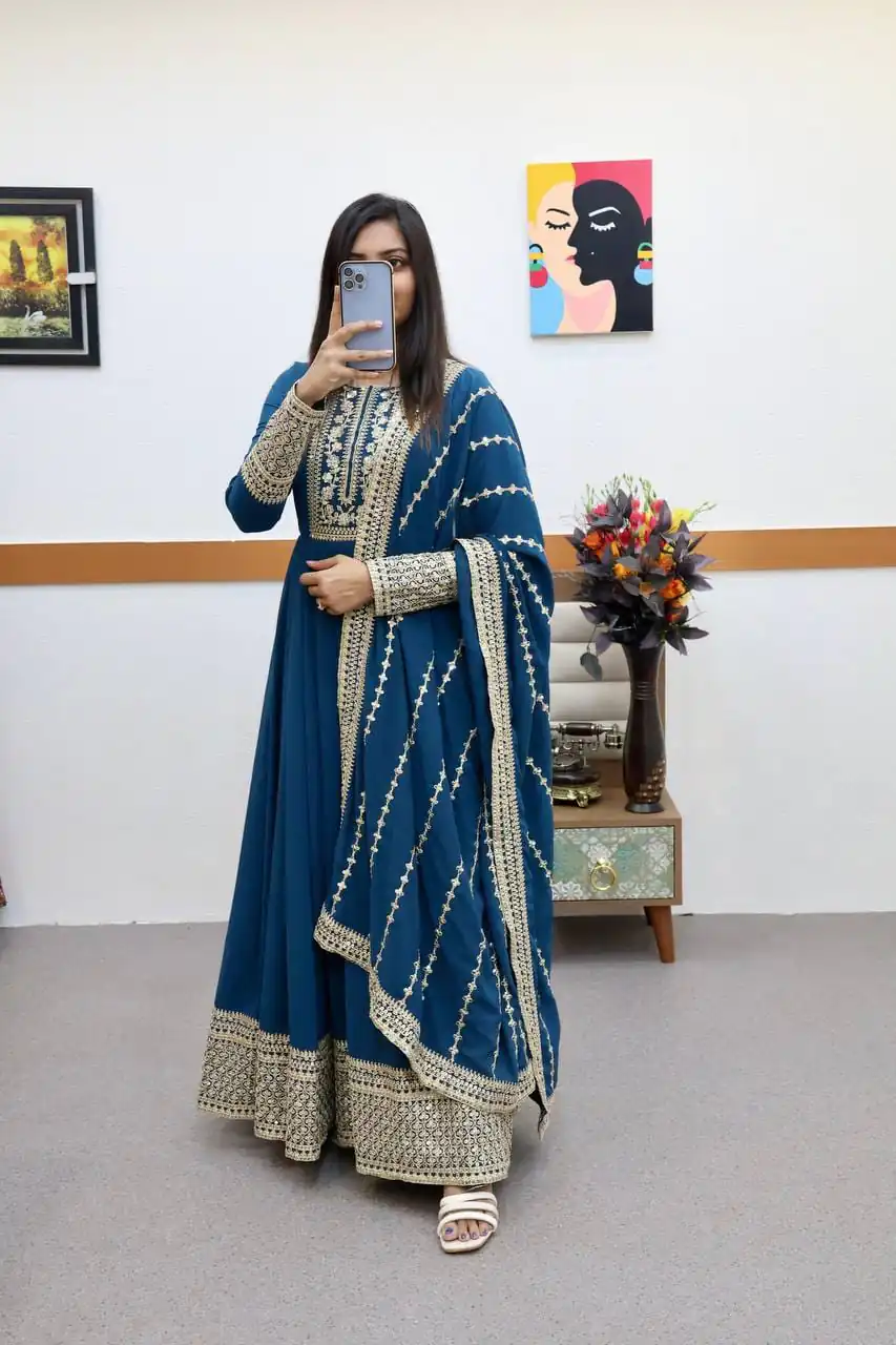 ZC 8957 Gown Perfect for Wedding, Party, Lohri, Haldi, Ethnic Day – . Available at ₹999 only. Delivery 4-6 Working Days. Shop now. | Gowns, Bollywood Gowns, Creative Gowns, Designer Gowns, Embroidered Gowns, Party Wear Gowns